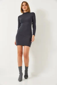 Bianco Lucci Women Half Turtleneck Basic Dress - Image 2