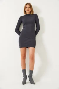 Bianco Lucci Women Half Turtleneck Basic Dress - Image 3