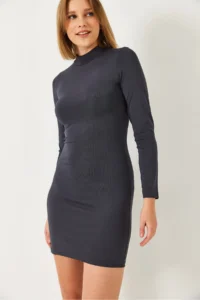 Bianco Lucci Women Half Turtleneck Basic Dress - Image 4