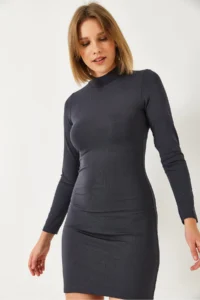 Bianco Lucci Women Half Turtleneck Basic Dress - Image 5