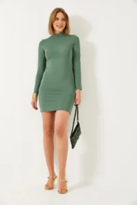 Bianco Lucci Women Half Turtleneck Basic Dress - Image 2