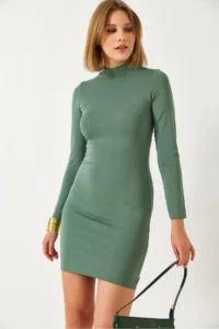 Bianco Lucci Women Half Turtleneck Basic Dress - Image 4