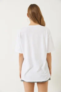 Bianco Lucci Women's Crew Neck Bead and Stone Heart Printed T-Shirt - Image 6