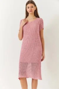 Bianco Lucci Women Short Sleeve Lined Net Dress - Image 5