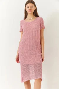 Bianco Lucci Women Short Sleeve Lined Net Dress - Image 6