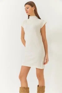 Bianco Lucci Women's Half Turtleneck Mini Knitwear Dress