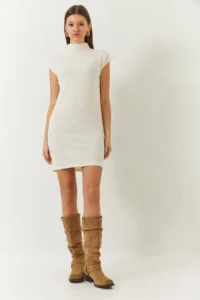 Bianco Lucci Women's Half Turtleneck Mini Knitwear Dress - Image 2
