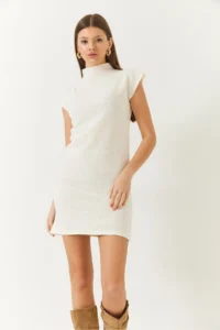 Bianco Lucci Women's Half Turtleneck Mini Knitwear Dress - Image 5