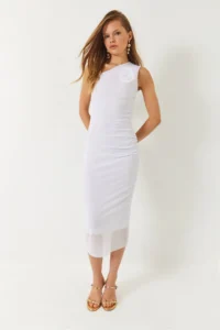 Bianco Lucci Women's Lined Midi Length Tulle Dress with Traveling Rose Accessories - Image 2