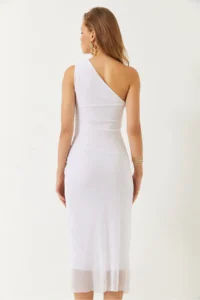 Bianco Lucci Women's Lined Midi Length Tulle Dress with Traveling Rose Accessories - Image 8