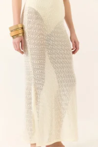 Bianco Lucci Women's V-Neck Slit Detailed Openwork Dress - Image 6