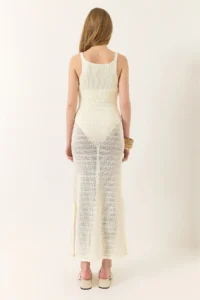 Bianco Lucci Women's V-Neck Slit Detailed Openwork Dress - Image 7