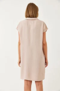 Bianco Lucci Women's Polo Neck Summer Loose Linen Ayrobin Dress 70219 - Image 6