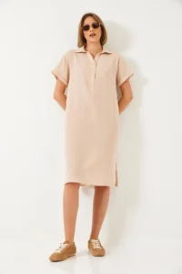 Bianco Lucci Women's Polo Neck Summer Loose Muslin Dress 70222 - Image 2