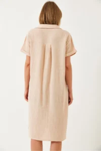 Bianco Lucci Women's Polo Neck Summer Loose Muslin Dress 70222 - Image 8