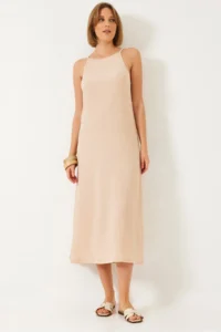 Bianco Lucci Women's Strappy Summer Long Knitted Dress 70243