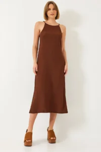 Bianco Lucci Women's Strappy Summer Long Knitted Dress 70243