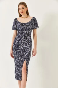 Bianco Lucci Women's Carmen Collar Slit Summer Knitted Dress 70292 - Image 2