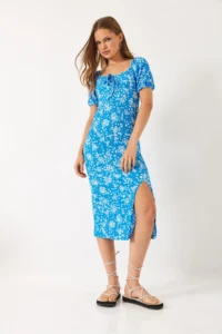Bianco Lucci Women Patterned Shirred Knitting Dress 70292 - Image 2