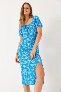 Bianco Lucci Women Patterned Shirred Knitting Dress 70292 - Image 6