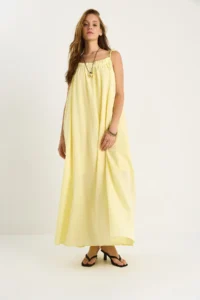 Bianco Lucci Women's Tie Strap Pocket Detailed Lined Long Crinkle Oversize Dress 5249 - Image 3