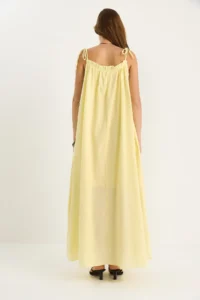 Bianco Lucci Women's Tie Strap Pocket Detailed Lined Long Crinkle Oversize Dress 5249 - Image 6