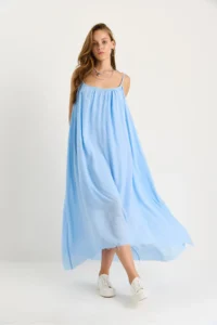 Bianco Lucci Women's Thin Strap Casual Lined Cotton Summer Long Dress 5971 - Image 3