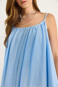 Bianco Lucci Women's Thin Strap Casual Lined Cotton Summer Long Dress 5971 - Image 6