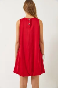 Bianco Lucci Women's Elastic Hem Lined Satin Balloon Dress 70303 - Image 7