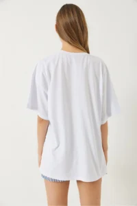 Bianco Lucci Women's Brooklyn Printed Oversize Combed Cotton Basic T-shirt - Image 7
