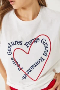 Bianco Lucci Women's Heart Embroidered Oversize T-shirt 6009 - Image 6