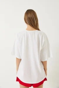 Bianco Lucci Women's Heart Embroidered Oversize T-shirt 6009 - Image 7