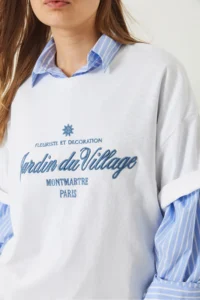 Bianco Lucci Women's Embroidery Detailed Oversize Basic T-shirt 6008 - Image 5