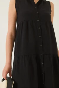 Bianco Lucci Women's Shirt Collar Buttoned Muslin Loose Muslin Dress 70320 - Image 6