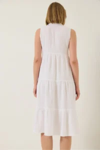 Bianco Lucci Women's Shirt Collar Buttoned Muslin Loose Muslin Dress 70320 - Image 8