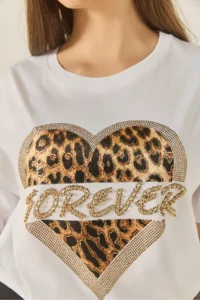 Bianco Lucci Women's Forever Stone Printed Leopard Comfortable T-Shirt 1812 - Image 6