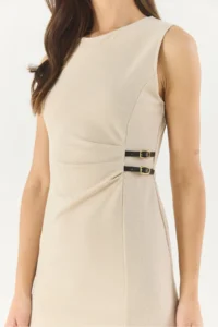 Bianco Lucci Women's Midi Length Crepe Pencil Dress with Belt Accessories - Image 6