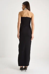 Bianco Lucci Women's Floral Accessories Slit Detailed Strapless Maxi Dress 2602 - Image 7