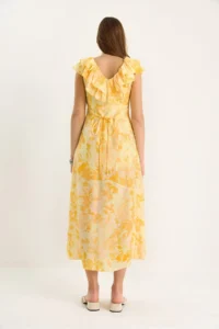 Bianco Lucci Women's Frilly Collar Lined Slit Detailed Floral Patterned Dress 3064 - Image 7
