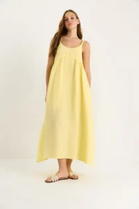 Bianco Lucci Women's Braided Strap Pocket Detailed Lined Casual Muslin Dress 7021 - Image 3