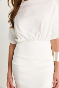 Bianco Lucci Women's Double Breasted Skirt Detailed Basic Dress with Elastic Waist - Image 6