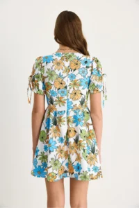 Bianco Lucci Women's Floral Patterned Bow Detailed Mini Dress 602 - Image 7