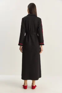 Bianco Lucci Women's Zippered Collar, Flowy, Mobile Belt Long Dress 8593 - Image 7