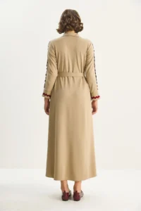 Bianco Lucci Women's Zippered Collar, Flowy, Mobile Belt Long Dress 8593 - Image 6
