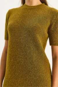 Bianco Lucci Women's Crew Neck Short Sleeve Soft Textured Knitwear Dress 2515 - Image 6