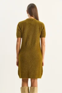 Bianco Lucci Women's Crew Neck Short Sleeve Soft Textured Knitwear Dress 2515 - Image 7