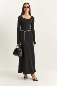 Bianco Lucci Women's Long Sleeve U-Neck Relaxed Dress 4080 - Image 2