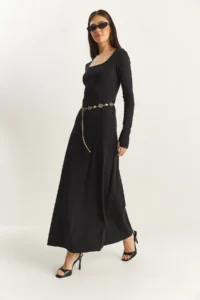 Bianco Lucci Women's Long Sleeve U-Neck Relaxed Dress 4080 - Image 3