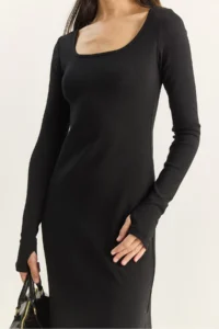 Bianco Lucci Women's Long Sleeve U-Neck Relaxed Dress 4080 - Image 6