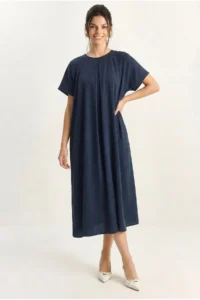 Bianco Lucci Women's Pleat Detailed Pocket Comfortable Midi Dress 8738 - Image 2